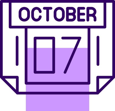 7 Ekim tek gün takvimi, web simgesi, basit vektör illüstrasyonu