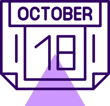 18 Ekim tek gün takvimi, web simgesi, basit vektör illüstrasyonu