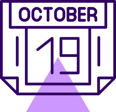 19 Ekim tek gün takvimi, web simgesi, basit vektör illüstrasyonu