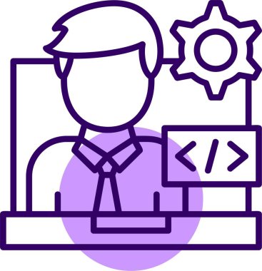 Programcı avatar simgesi, vektör illüstrasyonu 