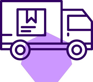 Teslimat aracı ikonu. taslak dağıtım van vektör rengi düz izole 