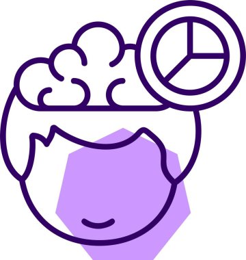 beyin simgesi, ana hatlı vektör çizimi tasarımı