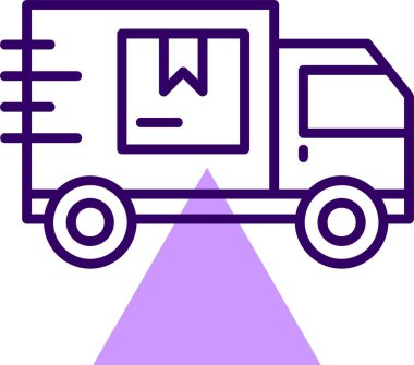 Teslimat aracı ikonu. taslak dağıtım van vektör rengi düz izole 