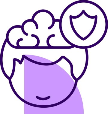 Güvenlik, insan beyni ikonu, vektör çizimi basit tasarım