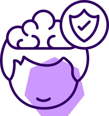 Güvenlik, insan beyni ikonu, vektör çizimi basit tasarım