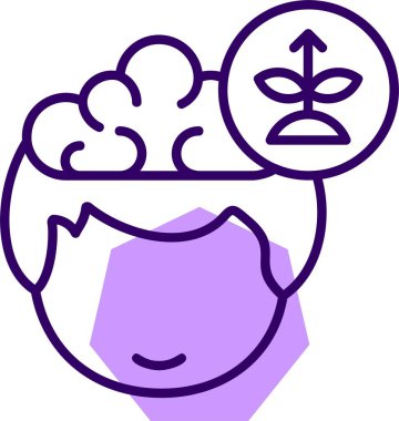 büyüme ve insan beyni simgesi, vektör çizimi basit tasarım