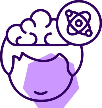 atom, insan beyni simgesi, vektör illüstrasyonu basit tasarım