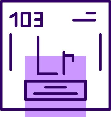 Lawrencium kimyasal element simgesi, web illüstrasyonu