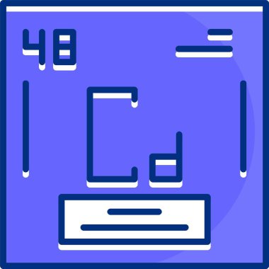 Periyodik tablonun kadmiyum kimyasal elementi. Vektör izole edilmiş Cd 