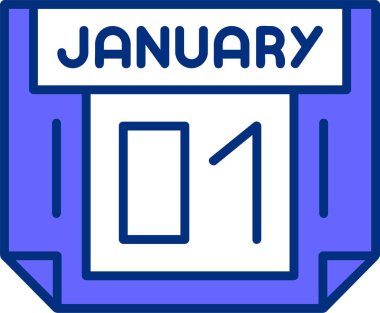 1 Ocak takvimi, basit vektör illüstrasyonu