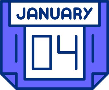 4 Ocak takvimi, basit vektör illüstrasyonu