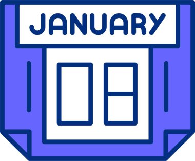 8 Ocak takvimi, basit vektör illüstrasyonu