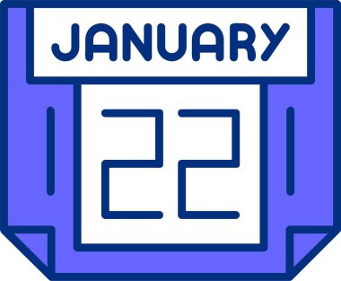 22 Ocak takvimi, basit vektör illüstrasyonu