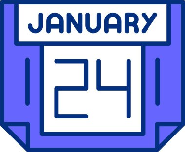 24 Ocak takvimi, basit vektör illüstrasyonu