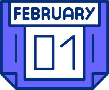 01 Şubat tarih simgesi vektör illüstrasyonu 