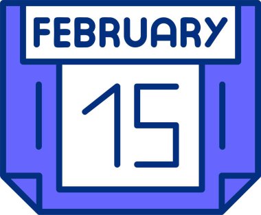 15 Şubat tarih ikonu vektör illüstrasyonu 