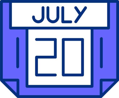 20 Temmuz takvim simgesi, vektör tasarımı