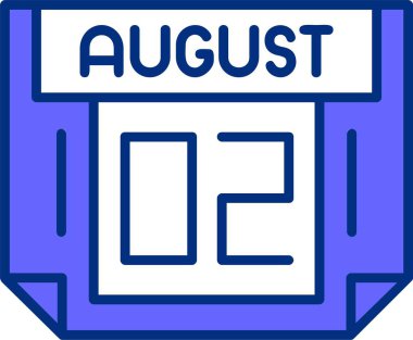  02 Ağustos tek gün takvimi, web simgesi, basit vektör illüstrasyonu 