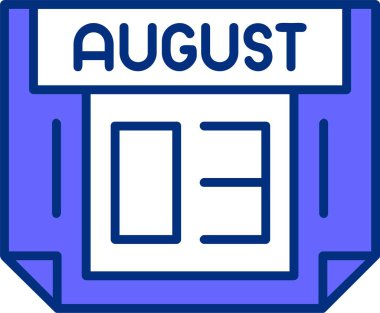 03 Ağustos tek gün takvimi, web simgesi, basit vektör illüstrasyonu 