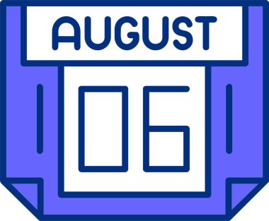 06 Ağustos tek gün takvimi, web simgesi, basit vektör illüstrasyonu 