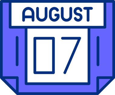 07 Ağustos tek gün takvimi, web simgesi, basit vektör illüstrasyonu 