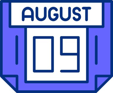 09 Ağustos tek gün takvimi, web simgesi, basit vektör illüstrasyonu 