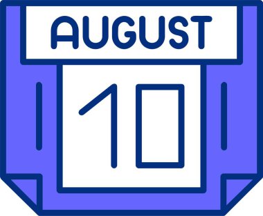 10 Ağustos tek gün takvimi, web simgesi, basit vektör illüstrasyonu 