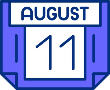 11 Ağustos tek gün takvimi, web simgesi, basit vektör illüstrasyonu 