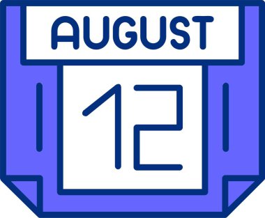 12 Ağustos tek gün takvimi, web simgesi, basit vektör illüstrasyonu 