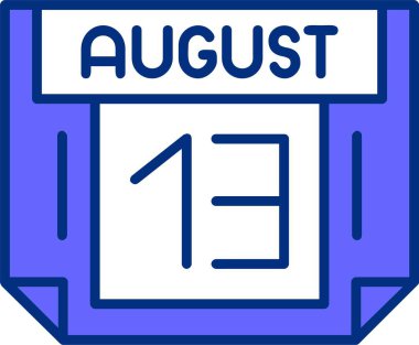 13 Ağustos tek gün takvimi, web simgesi, basit vektör illüstrasyonu 