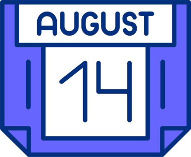 14 Ağustos tek gün takvimi, web simgesi, basit vektör illüstrasyonu 