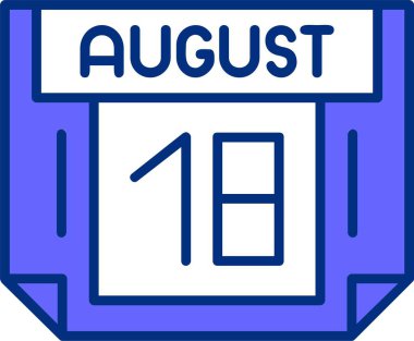 18 Ağustos tek gün takvimi, web simgesi, basit vektör illüstrasyonu 