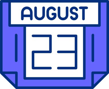 23 Ağustos tek gün takvimi, web simgesi, basit vektör illüstrasyonu 