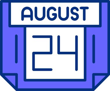 24 Ağustos tek gün takvimi, web simgesi, basit vektör illüstrasyonu 