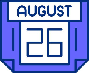 26 Ağustos tek gün takvimi, web simgesi, basit vektör illüstrasyonu 