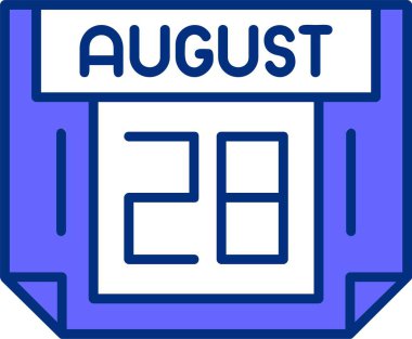 28 Ağustos takvimi, web simgesi, basit vektör illüstrasyonu 