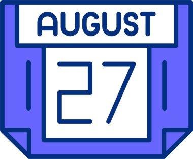 27 Ağustos tek gün takvimi, web simgesi, basit vektör illüstrasyonu 