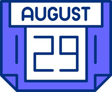29 Ağustos tek gün takvimi, web simgesi, basit vektör illüstrasyonu 