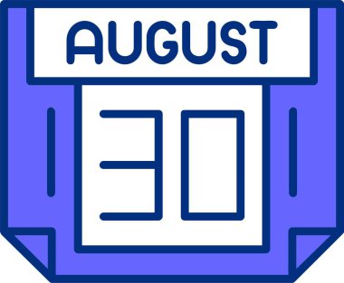 30 Ağustos tek gün takvimi, web simgesi, basit vektör illüstrasyonu 