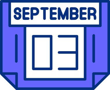 03 Eylül tarihli simge vektör illüstrasyonu 