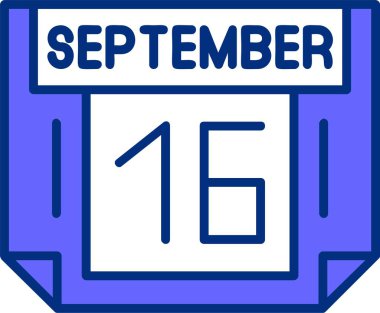 16 Eylül tarihli simge vektör illüstrasyonu 