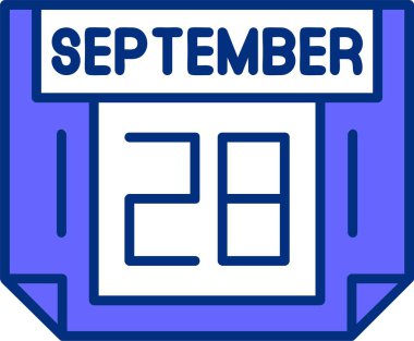 28 Eylül tarihli ikon vektör illüstrasyonu 