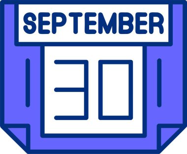 30 Eylül tarihli simge vektör illüstrasyonu 