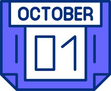 01 Ekim takvim vektör illüstrasyonunda