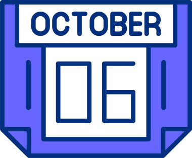 Takvim vektör illüstrasyonunda 06 Ekim