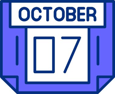 Takvim vektör illüstrasyonunda 07 Ekim