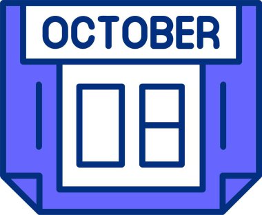 Takvim vektör illüstrasyonunda 08 Ekim