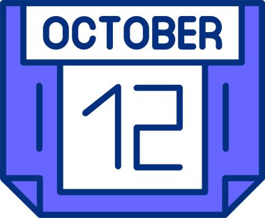Takvim vektör illüstrasyonunda 12 Ekim