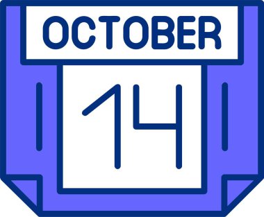 Takvim vektör illüstrasyonunda 14 Ekim