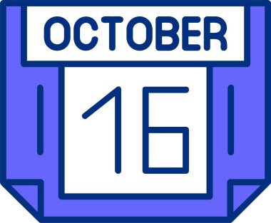 Takvim vektör illüstrasyonunda 16 Ekim